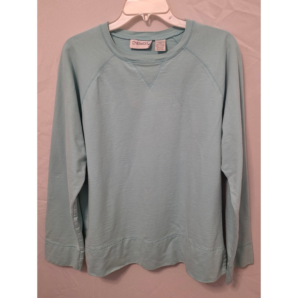 Chadwicks Womens 1XL Light Blue Cotton Raglan Sweatshirt Crew Neck 41-0660-5